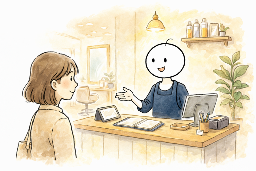 美容室 受付 英語
