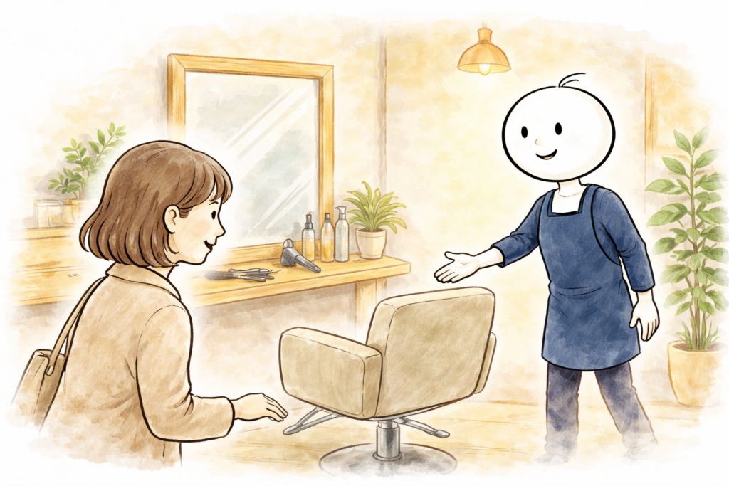 美容室 案内 英語