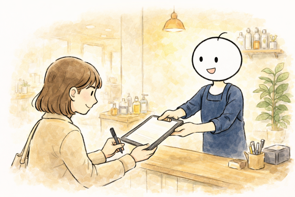 美容室 フォーム記入 英語