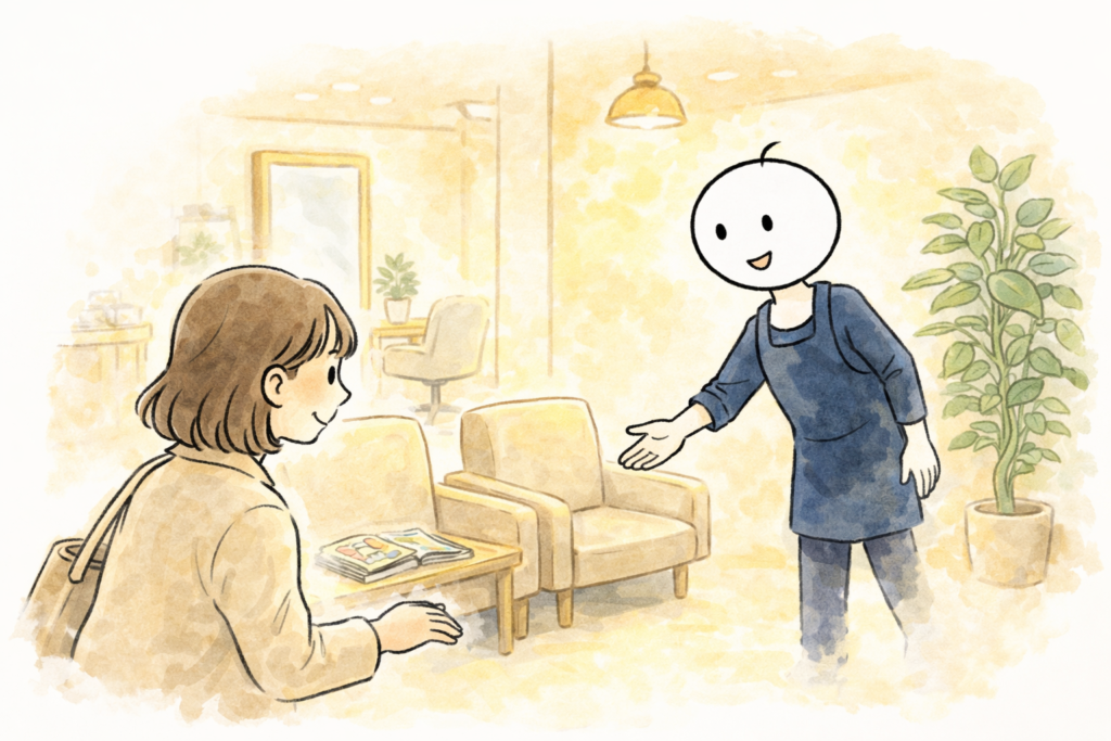 美容室 待機案内 英語